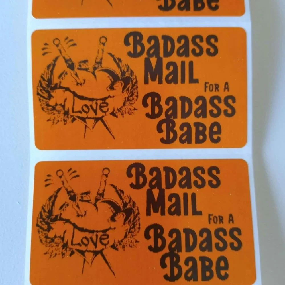 💙100 Badass Mail- Shipping Labels Thermal Packaging Stickers 2.25
